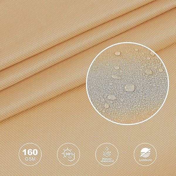 2x3m Rektangulär Vattentät Solsegel, Vattentät Pes Solsegel, 3x2m Rektangulär Solskyddsnät, Sand