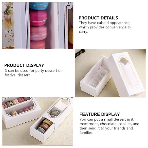 10 st Cheesecakes Macaron Display Container Cupcake Box Papper Clear Macaroon Box Transparent Cake Box Macaroon Förpackningslåda