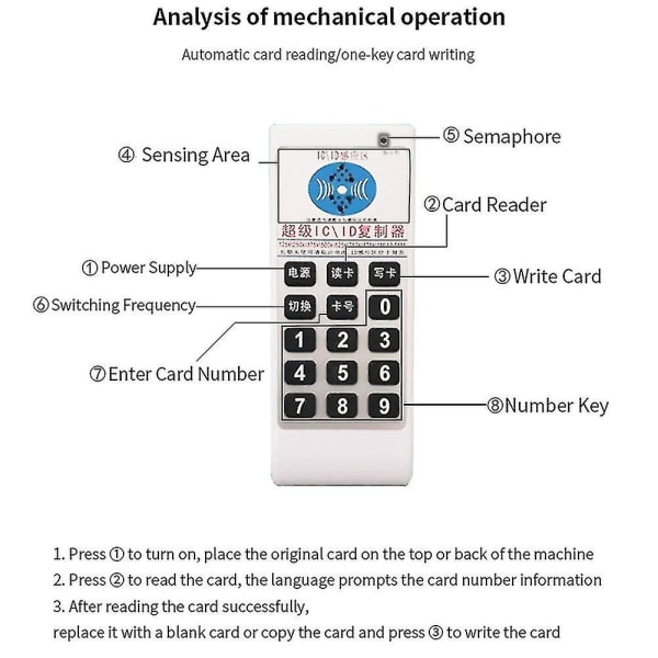 Håndholdt frekvens 125Khz-13,56MHZ kopimaskin duplikator kloner RFID NFC IC-kortleser og -skriver