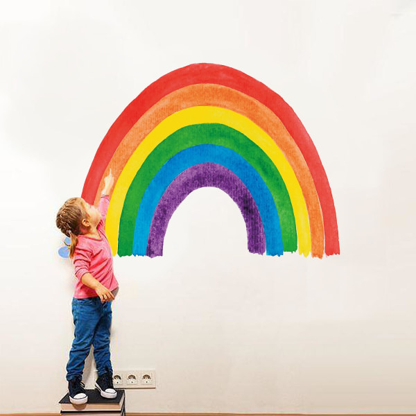 Wabjtam Stora Rainbow Väggdekor För Flickor Bedroom.peel And Stick Rainbow Wall Decor Stickers In Kids Nersury, Classroom And Playroom