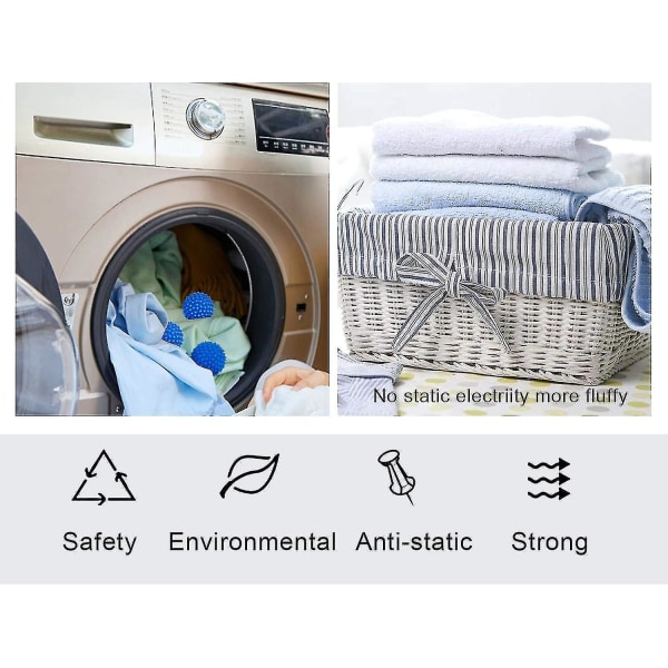 Øko vasketørketrommel Gjenbrukbare silikonmyke vaskekuler Alternativ for tøymykner (6 pakker)