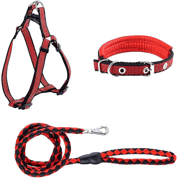 Halsband Koppel Sele Set Justerbar Icke Dragande Ultra Lång Ledning 63\" Heavy Duty Träningsset 3 Pack Hög Synlighet Ingen Kvävning