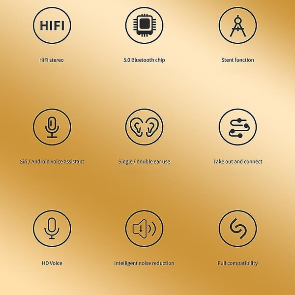 Trådløs øretelefon Bluetooth-kompatibel øretelefon 5.1 Trådløs genopladelig Smart Touch Stereo-øretelefon med mikrofon Multi-farve valgfri (gul)
