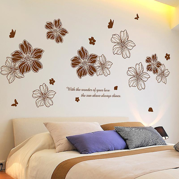 Amoda Bruna Väggstickers ihåliga blommor Väggpapper Avtagbar DIY Konstdekor Väggsticker Väggmålningar för Barn Flickor Sovrum