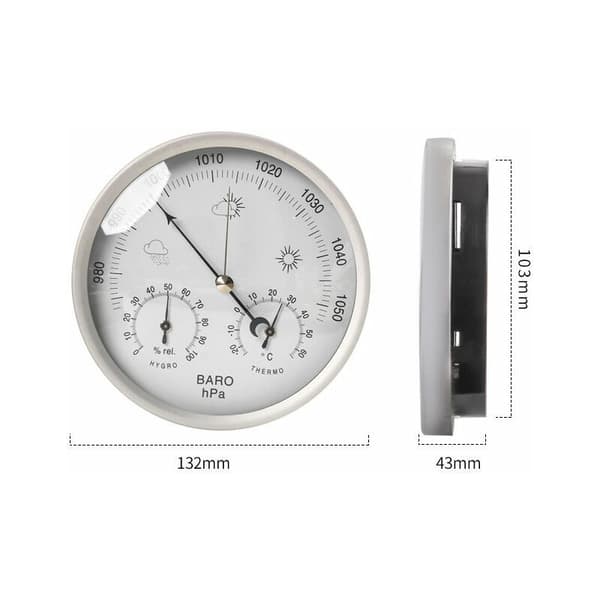 Analog väderstation 3 i 1 rostfritt stål ??132 mm - barometer, termometer, hygrometer, silver