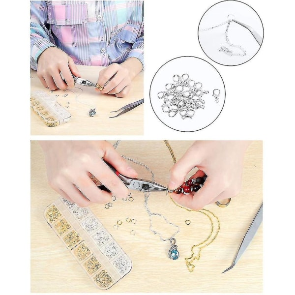 Smykkefremstillingskjeder Hummerspenner med pinsett og tang for gjør-det-selv-smykker