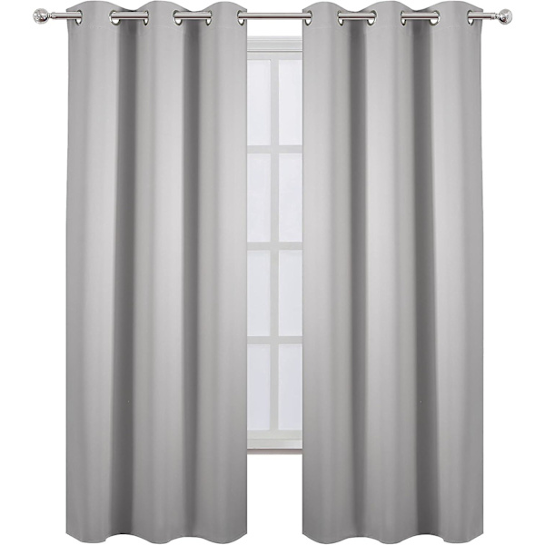 Termiska Mörkläggningsgardiner i Fransk Grå/52\"b*45\"l132*114cm /Set med 2 Paneler Rumsmörkande Gardiner