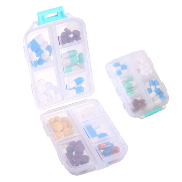 Resepiller Organizer - 10 fack Case, kompakt och bärbar pillerlåda, pillerhållare för handväska（Vit）
