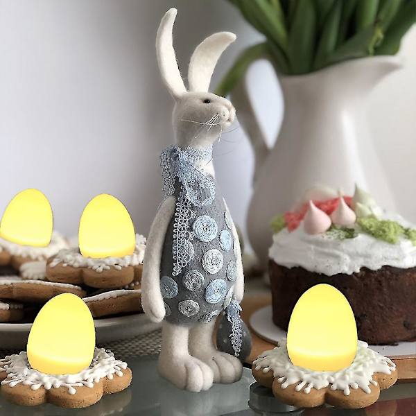 LED påskdekorationsägg, 12-pack, vit plast, flerfärgade lampor