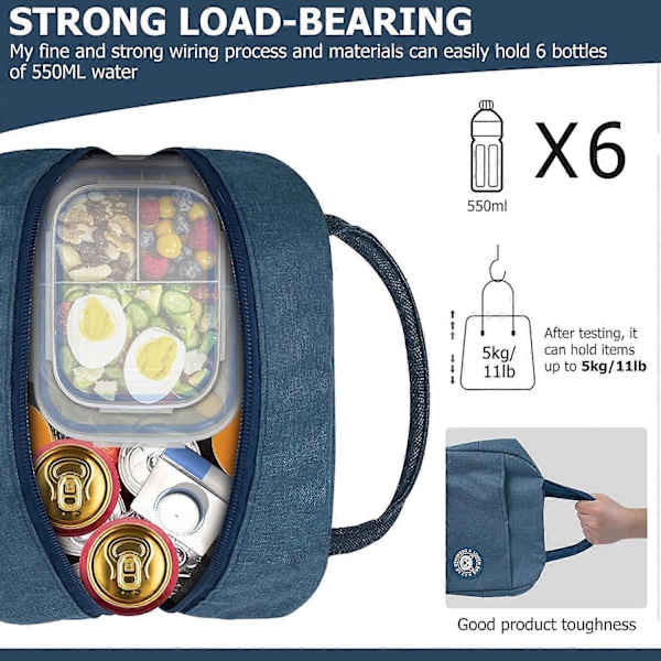 Isolerad Lunchväska Återanvändbar Stor Lunchlåda för Män/Kvinnor, Läckagesäker Kylare Tote Bärbar Lunchväska med Justerbar Axelrem