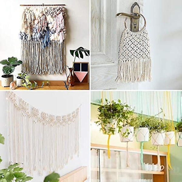 Macrame-snöre Tjockt Naturligt Bomulls Snöre Garn Macrame Rep För Väggbonader Växtupphängningar 3mm X 100m-Vinröd
