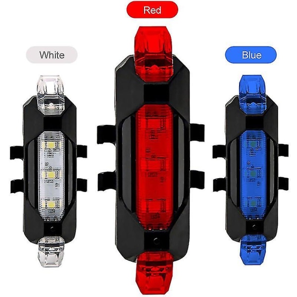 USB-genopladeligt baglygte til cykel med LED-lys, 4 lystilstande, indbygget 160 mAh batteri, genopladeligt cykellygte, rød - Snngv