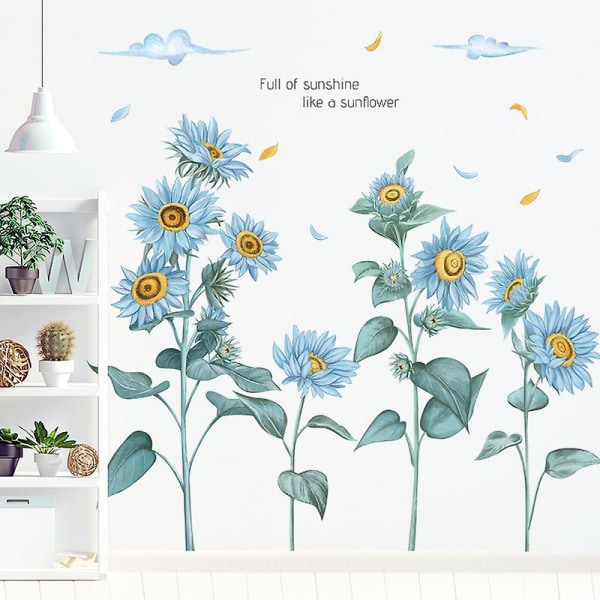 1p blå solros väggdekor blommig skal och stick väggkonstdekal för TV-vägg i vardagsrummet i sovrummet