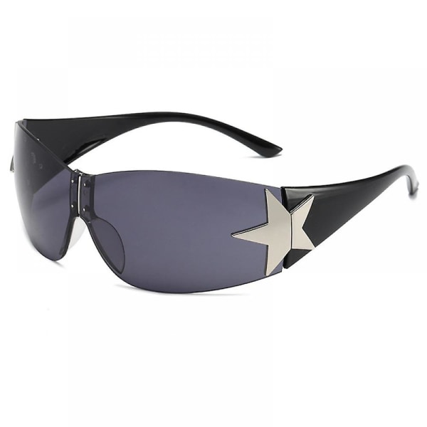 Y2K-solbriller til kvinder,Rinless Shield Wrap Around-solbriller 2000S Trendy Oversized Fashion Y2K-briller Shades_WJNIV