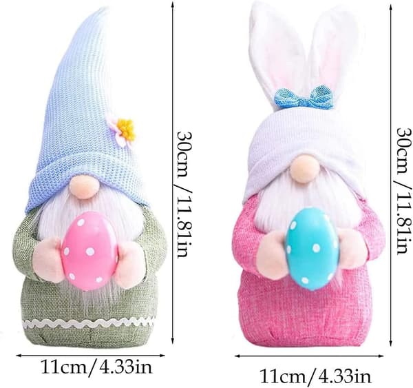 2 st Påskkanin Tomte Ornament, Påskdocka