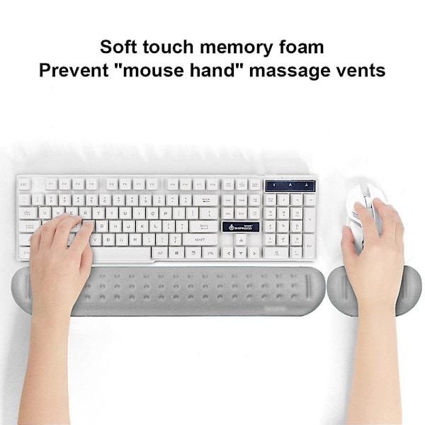 Grå Musmatta + Grå Stor Tangentbordsmatta. Massagehålsdesign - Enkel Skrivning Lindrar Smärta i Handleden