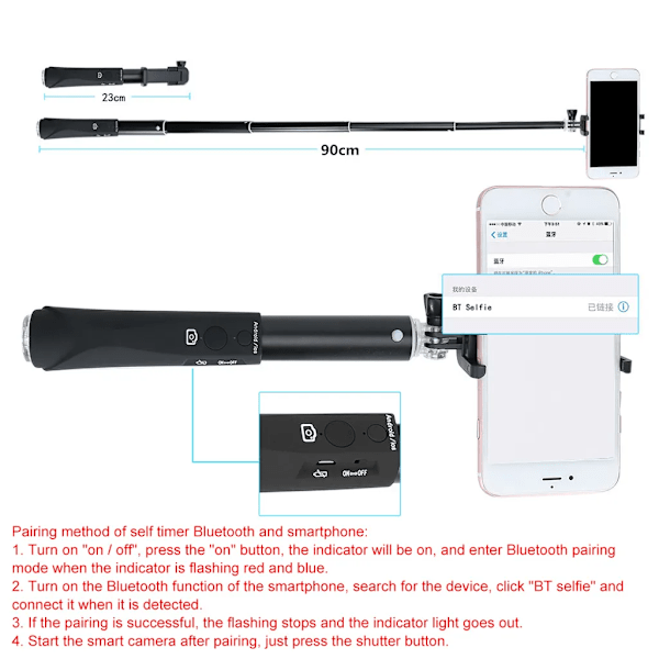 Selfie Stick Tripod med Bluetooth