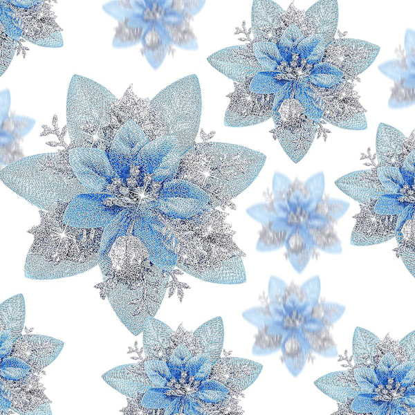 24 st Julglitter konstgjord julstjärna blommor jul julstjärna