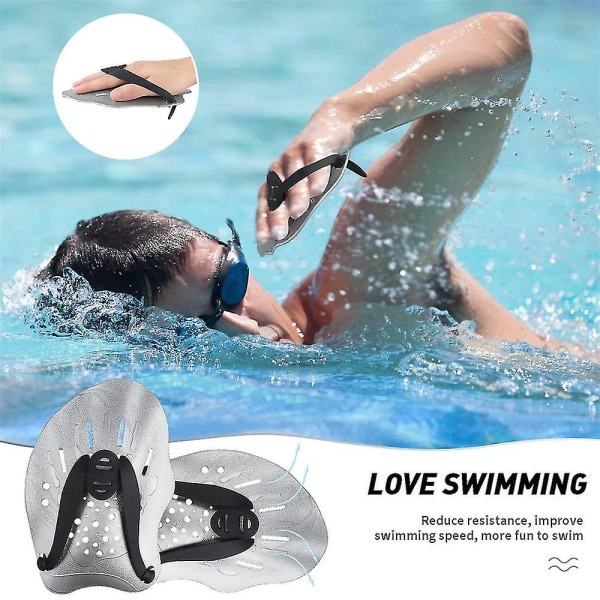 Uimamelat käsiuintiharjoitteluun Käsimelat säädettävillä hihnoilla Swim Daily Training -käsimela aikuisille miehille, naisille (hopeaharmaa)