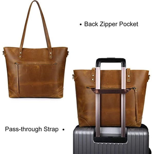 Handväska i läder dam - Axelväska - Messenger Bag brun