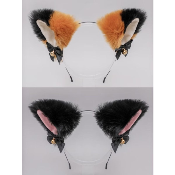 Animal Fox Cat Dog Ears Headband with Bells Bows Halloween Cosplay Headpiece-2pcs