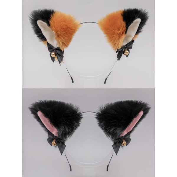 Animal Fox Cat Hund Öron Pannband med klockor rosetter Halloween Cosplay Headpiece-2st