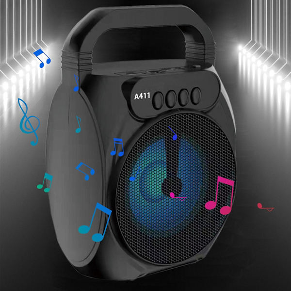 Bluetooth-högtalare, bärbar utomhusstereo, plugin-kort, USB-minne, med färgglada löpande lampor, bärbar kompaktstereo