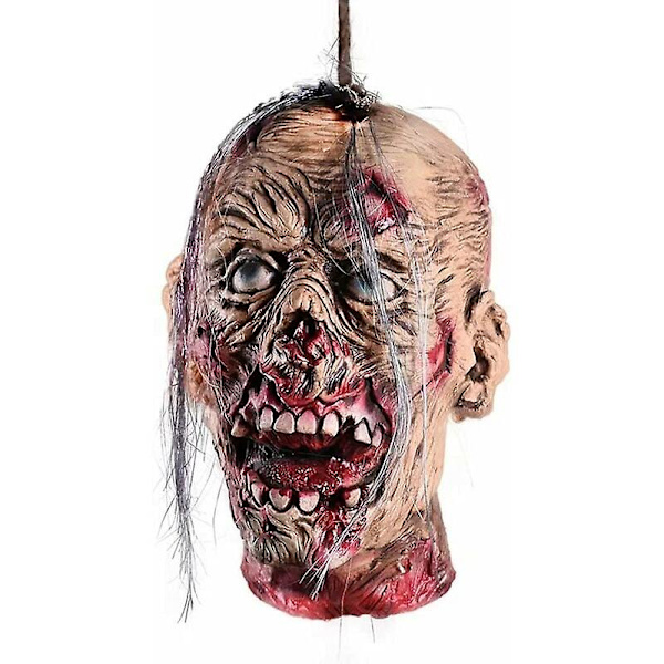 Halloween Dekoration Requisiten, Gruseliger Hängender Abgetrennter Kopf Lebensgroße Blutige Latex Zombie Kopf Für Spukhaus Halloween Party Hof Bar Dekor