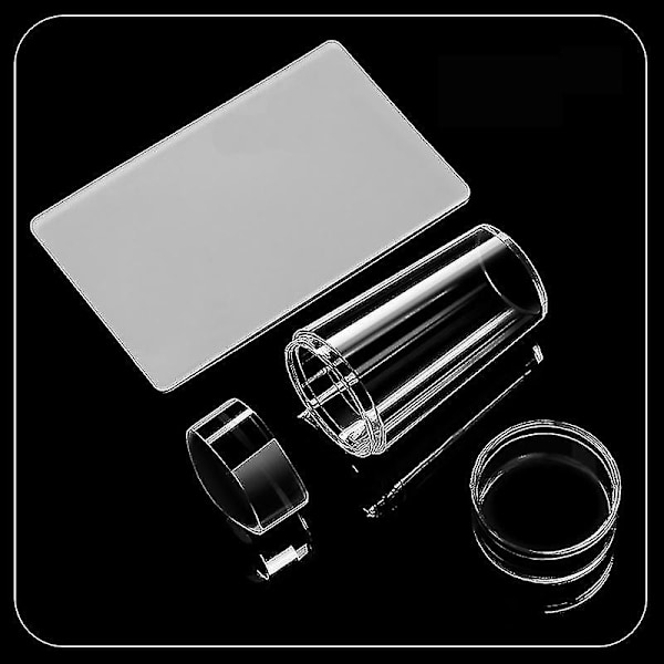 Transparent Nagelstempel med Skrapa 2 st Jelly Silikon Stempel för Franska Naglar Manikyr Set Naglar Konststempel Verktyg Set (1 set)