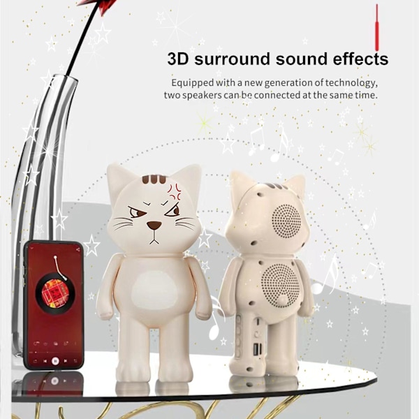 Bluetooth-högtalare Puss Styling Bluetooth 5.2 Tung bas Stereoljud Surroundljud Mini Bärbar högtalare Stor kapacitet Litiumbatteri Multifunktionsknapp Hd-samtal