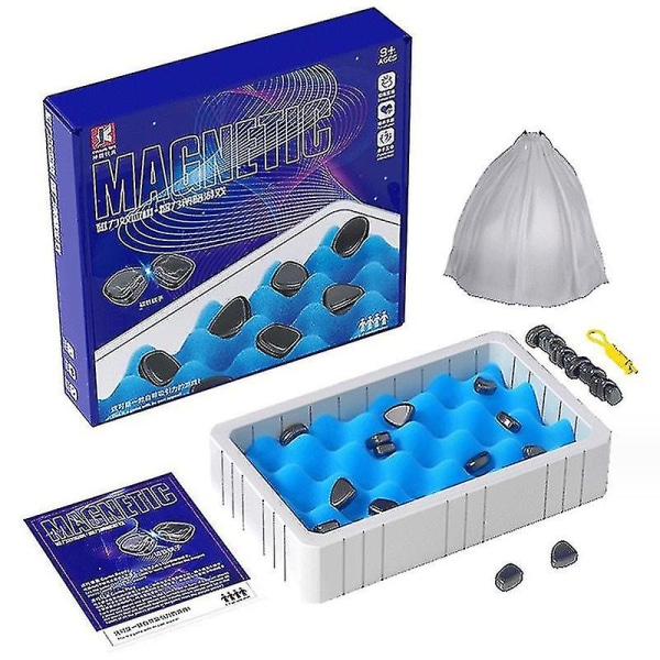 Magnetisk sjakkspill, magnetisk brettspill 2023, morsomt bordmagnetspill med 20 magneter, strategispill for barn og voksne Familiefestspill（C）