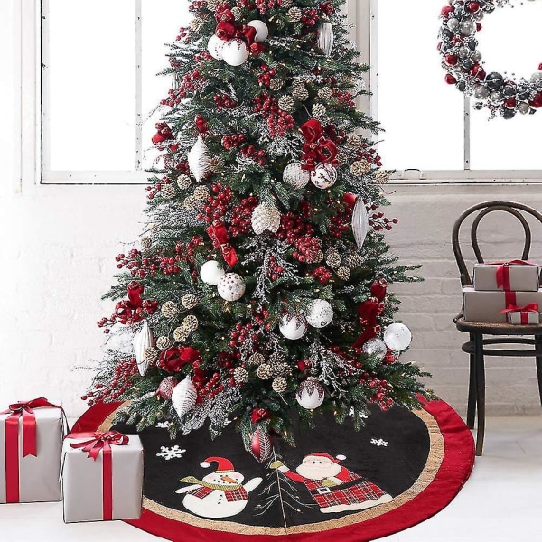 Christmas Tree Skirt - Snowman Santa Claus Xmas Tree Skirt Holiday