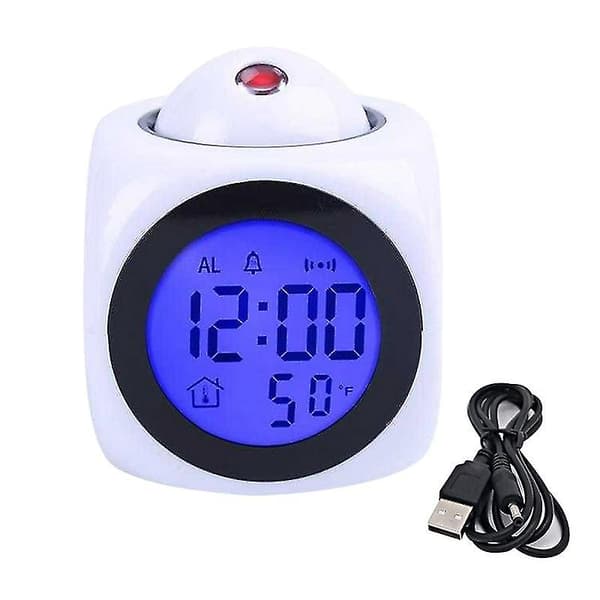 Projektionsväckarklocka Digital Röst Tid Temperatur Lcd Digital Växarklocka