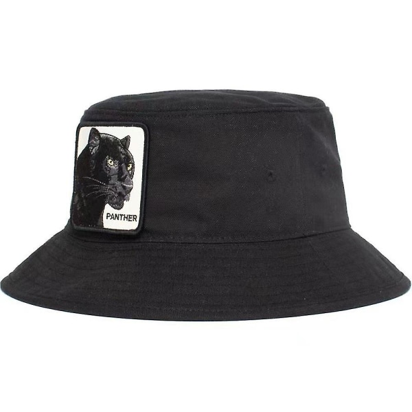 Animal Black Panther Bucket Hat Cap Til Kvinder Mænd Unisex Fashion Hip Hop Broderi Hat