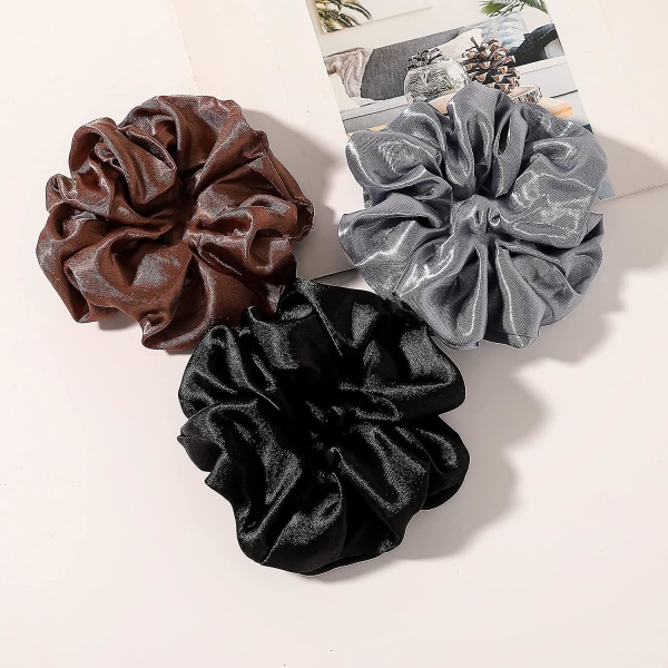 Hårband Silke Satin Scrunchie - Hår Elastics Band Ponytail Hållare Pack med Neutral Scrubchy Hårtillbehör Kvinnor Flickor 8 st