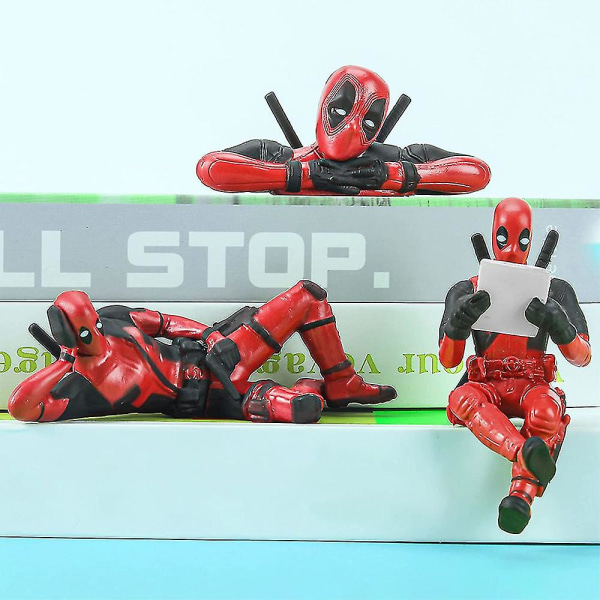 3 stk Deadpool figurer leker, samleobjekt modell dukke dekorasjon hylle ornamenter vifter gave