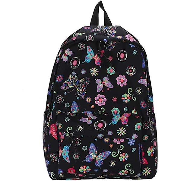 Söt Blommig Fjärilsryggsäck 15 Tum Fjärilstryck Laptop Ryggsäck Stor Kapacitet För Utomhuscamping