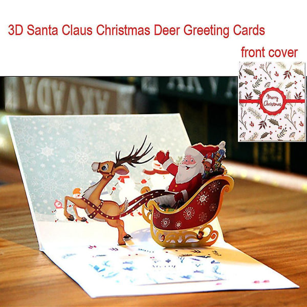 Merryhristmas 3d Christmas Deer Cart Pop-up gratulationskort