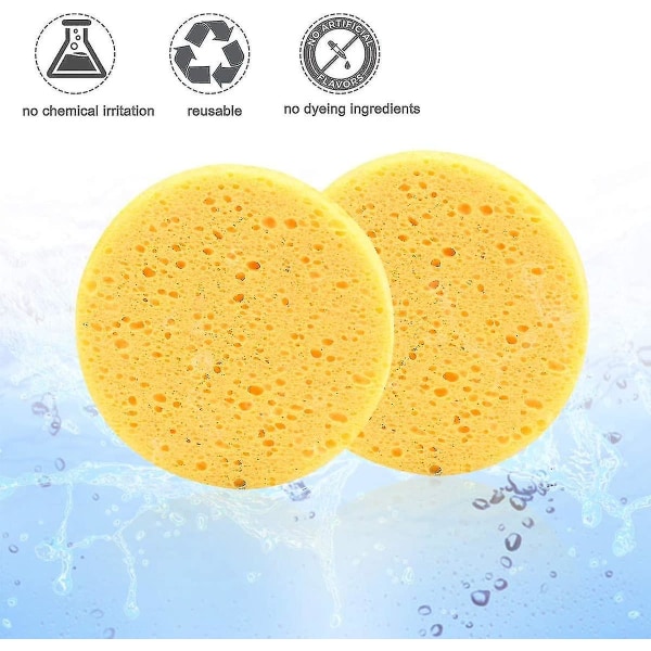 10 stk rensesvamper for ansikt, ansiktssvamper for rengjøring Gjenbrukbar komprimert cellulose ansiktssvamp (rund, gul) (10 stk)