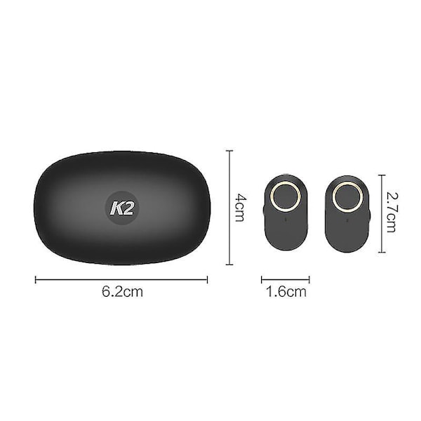Vattentäta Bluetooth 5.0 True Wireless Earbuds, Touch Control, 4h speltid Tws-hörlurar med laddningsfodral och mikrofon, In-ear Stereo-hörlurar He