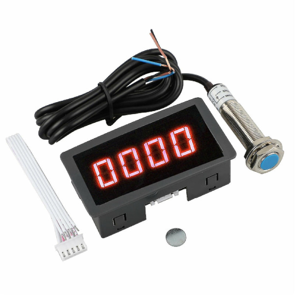 Sinknap bilturteller LCD Høy nøyaktighet Lett 4 Digital Rpm hastighetsmåler for biler（Rødt lys）