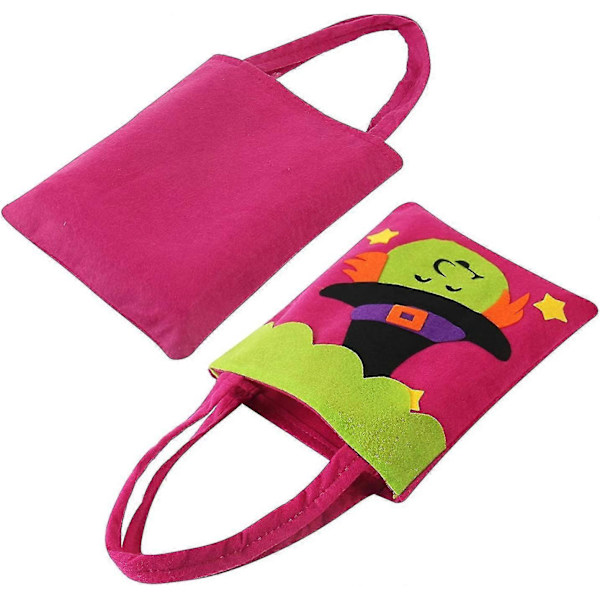 Halloween-godispåsar (3 stycken), filt pumpa godispåsar med handtag