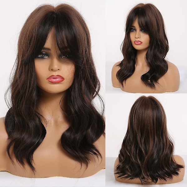 Medium Wavy Hair Natural Cosplay Ombre Golden Blonde Layered Synthetic Wig With Side Bangs For Women Heat Resistant Fibre（lc250-2）