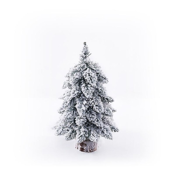 Jul litet flockat träd Mini julgran hängande nordisk stil julgran (utan ljus)