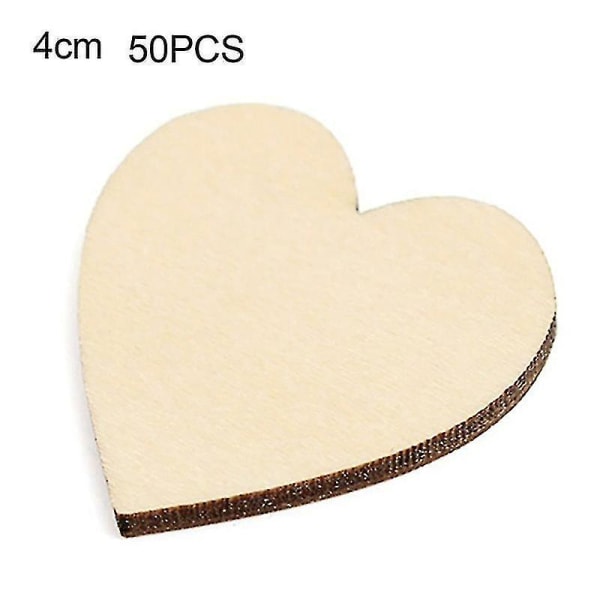 50 stk Wooden Love Heart Shape Diy Hengende hjerte Vanlig dekorasjon Håndverk Jikaix