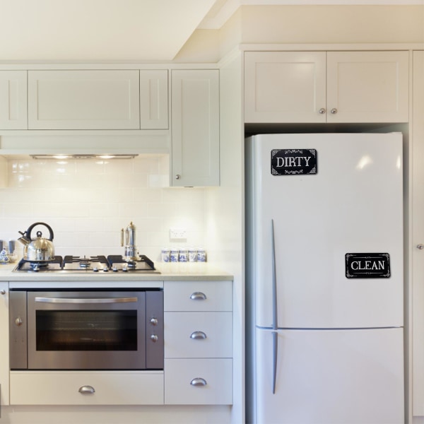 Opvaskemaskinemagnet Rensnavset skilt-indikator-klistermærke DIY-sort-hvid magnetisk plade til køkkenorganisation og opbevaring（Hvid Blå）