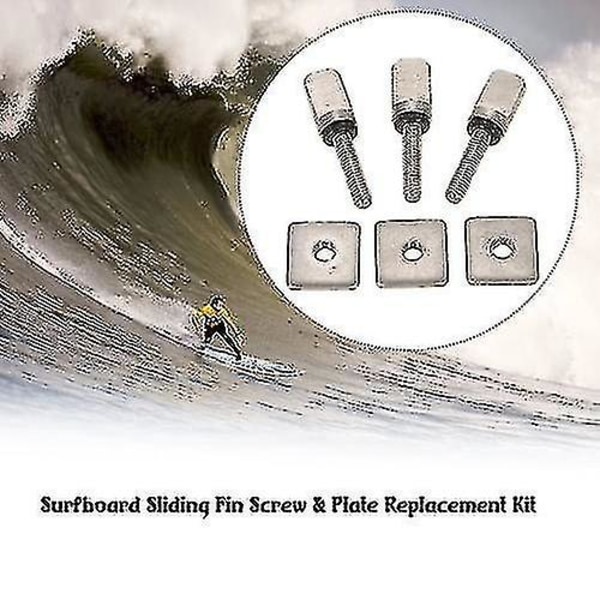 3 Surfebrett Longboard Glidende Finneskrue & Finnplate erstatningssett for Stand Up Paddle Body Board - Plemdea