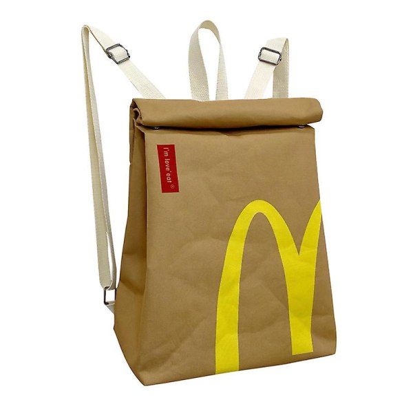 Personlig Mcdonald's-pappersväska, Crossbody-väska i samma stil, Primärskoleväska med stor kapacitet, Unisex fritidsryggsäck för utomhusbruk（axlar）