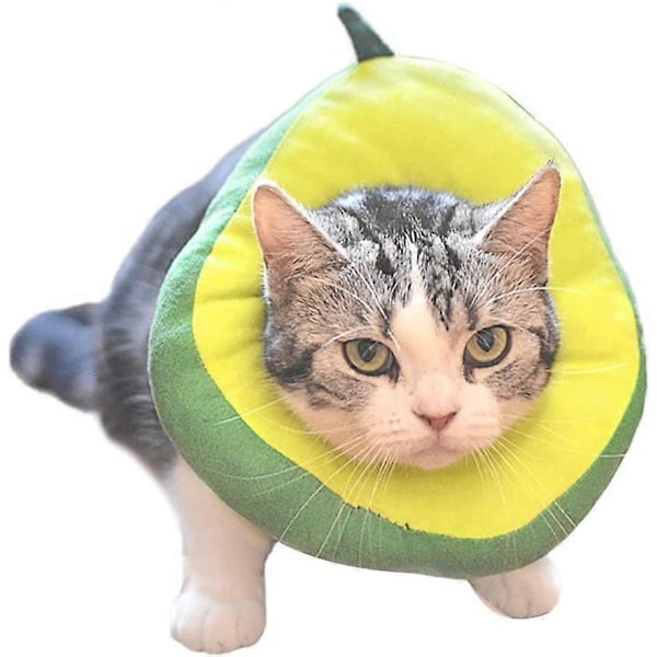 Justerbar Kattkrage Mjuk, Kattåterhämtningskrage, Söt Avocado E-Krage för Katter Efter Operation, Kattkrage för att Stoppa Slickande för Katt/Kattunge/Små
