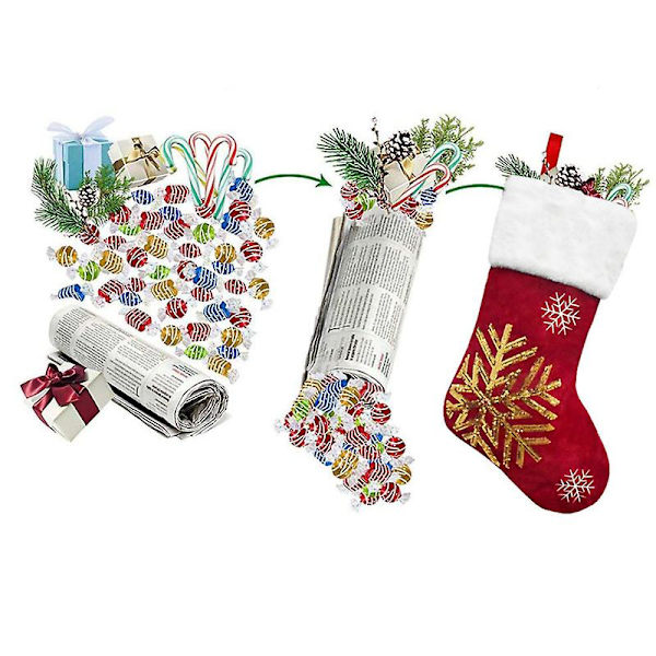 Julstrumpor Presentpåse Rensa Flanell Broderi Julstrumpor Julpresenter Julhängen (Snöflinga)